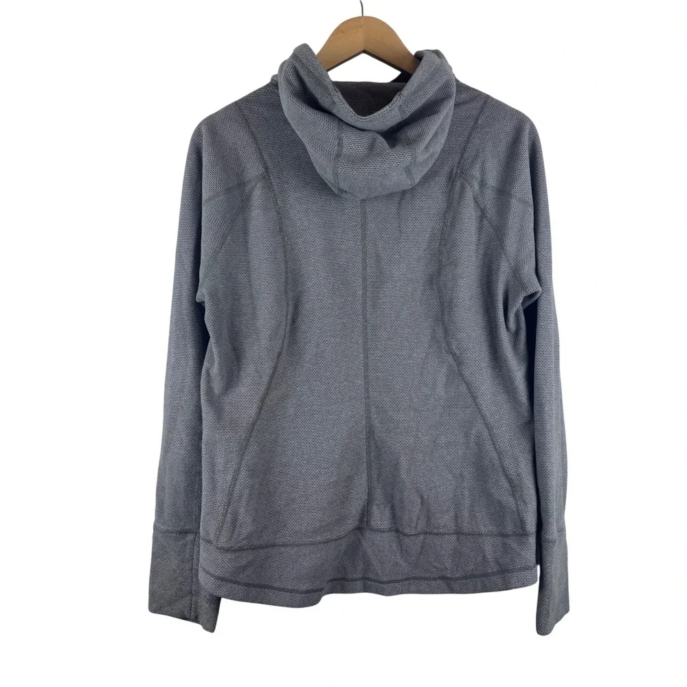 Prana Full Zip Hoodie Womens XL Gray Textured Waffle Knit Active W23170230